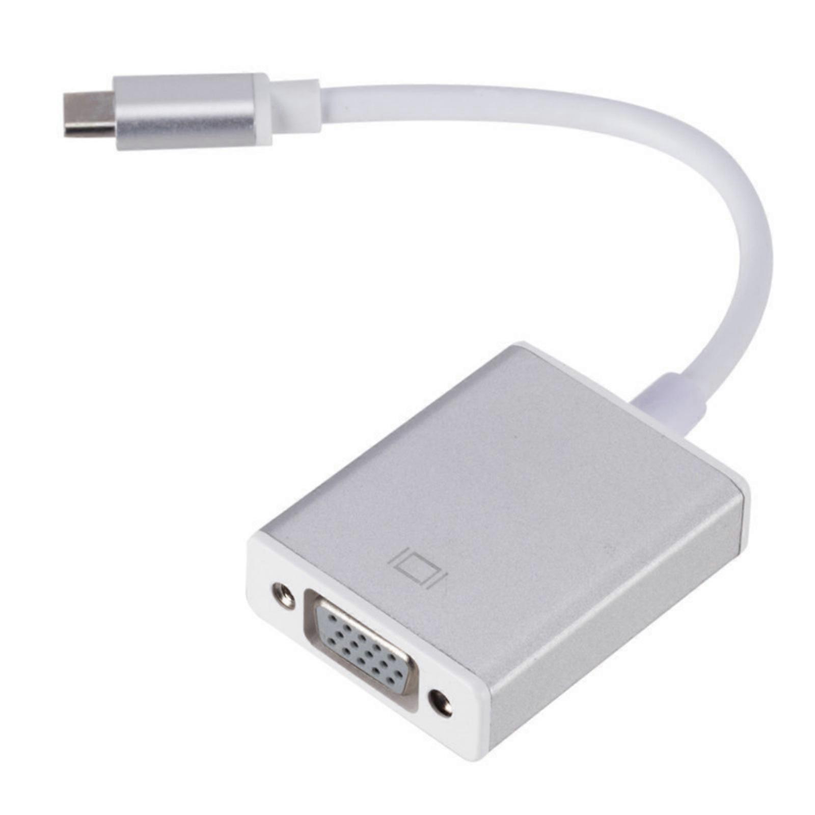 Lightweight USB C to VGA Converter Cable Double Female Connector Line for Connecting Laptops to Monitors or TV  Silver