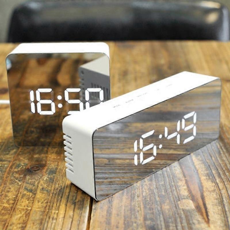 Mirror LED Alarm Clock Night Lights Thermometer Digital Wall Clock LED Lamp