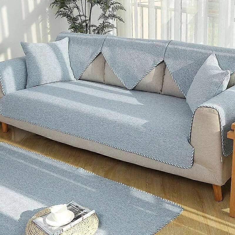 Cotton Sofa Cushion Fabric Four Seasons Simple Solid Wood Cushion Modern General Summer Non-slip Sofa Cover Towel.