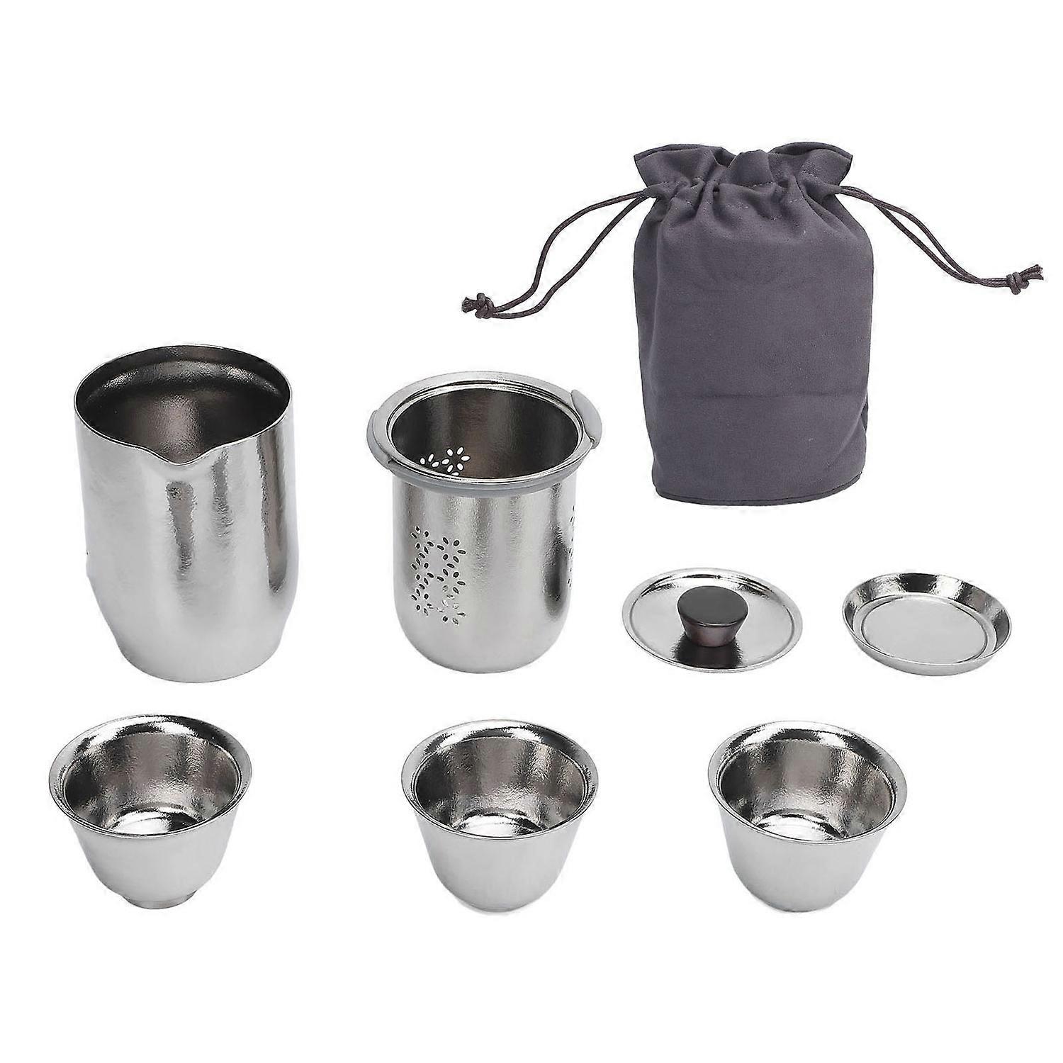 Pure Ti Travel Tea Set Double Layer Insulated Modern Portable Kung Fu Gongfu Tea Set 300 ML