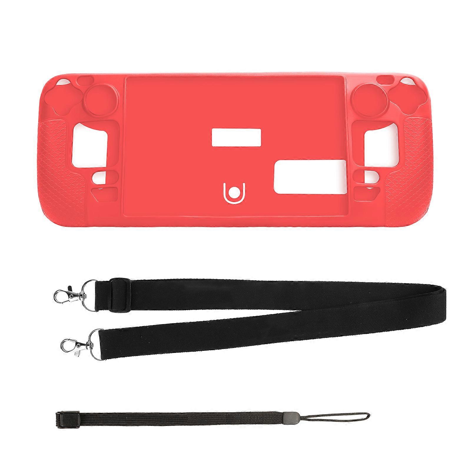 For Steam Deck Game Console Silicone for Shell Console Accessories Console for Case Shockproof Anti-drop Cover with Neck Red