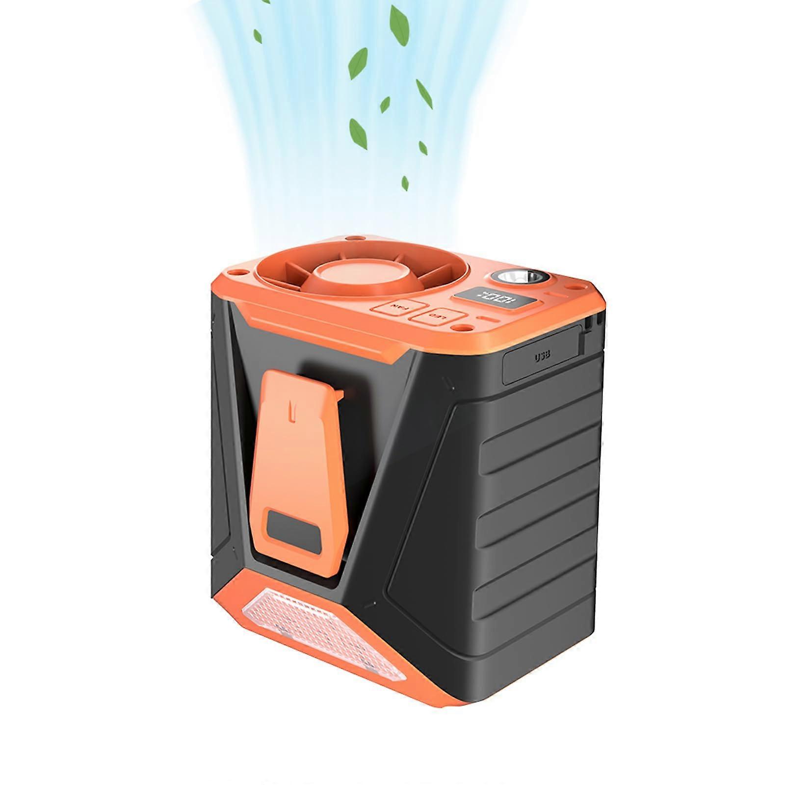 Outdoor 4 of the 4 -way function USB l not fans belt fan clip necklace cooling work dress fan, 3 speed, 9000 mAh, strong air flow (orange)