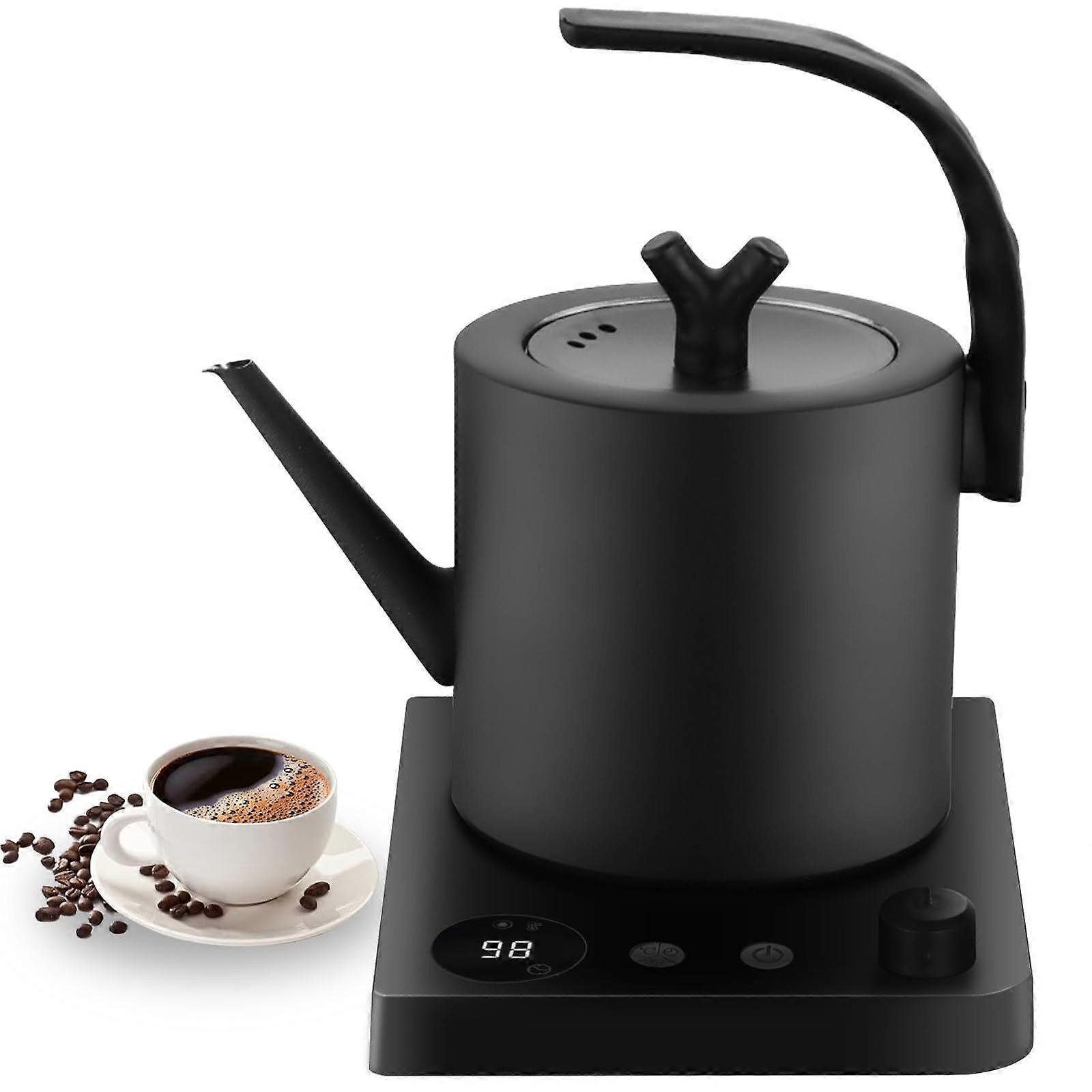 Gooseneck Electric Kettle 1L Capacity Stainless Steel Matte Black Fast Boiling For Home Use