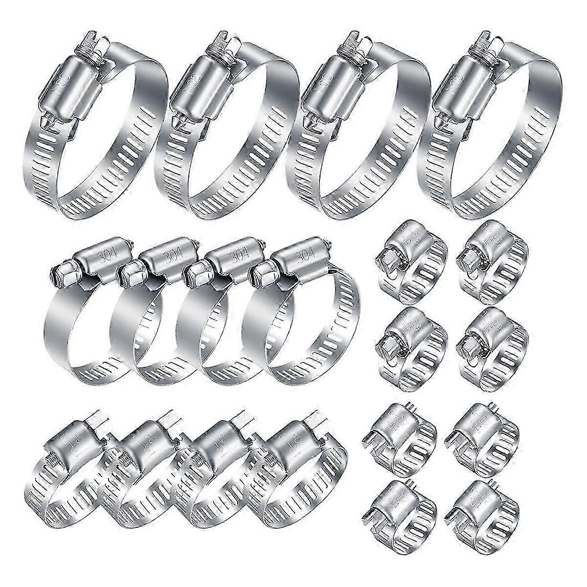 20Piece Stainless Steel Hose Clamps, 1/42 Inch (651mm) Adjustable Worm Gear Tube Hose Clamps for Plumbing, Machinery