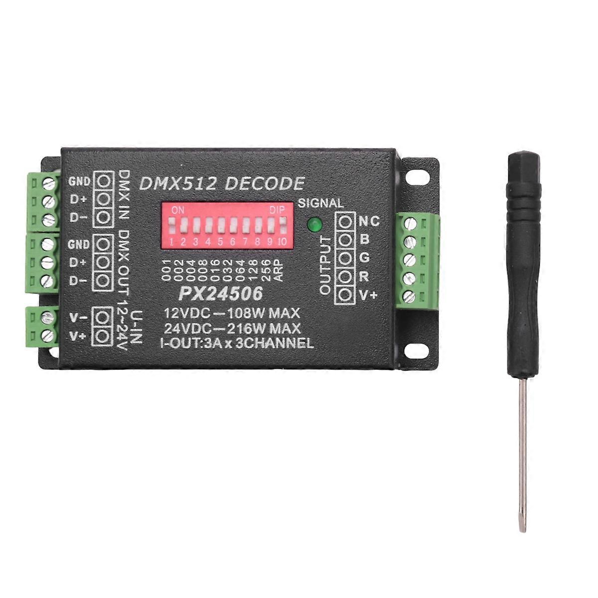 DC12V 24V PX24506 512 Decoder Driver Amplifier Controller for RGB LED Strip Light