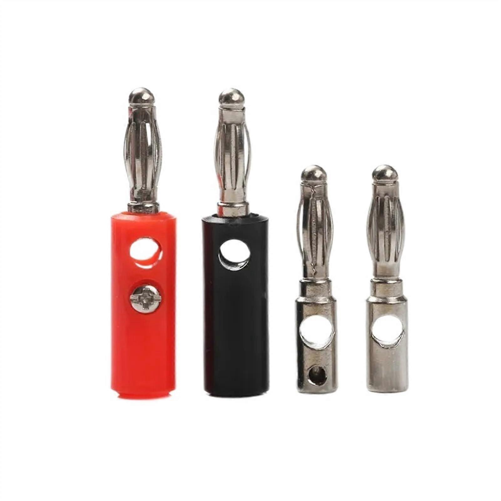 10Pcs Banana Plug Connector 4mm for Video Speaker Adapter Audio Wire Cable Connector Banana Connectors (Color : 5Red and 5black)
