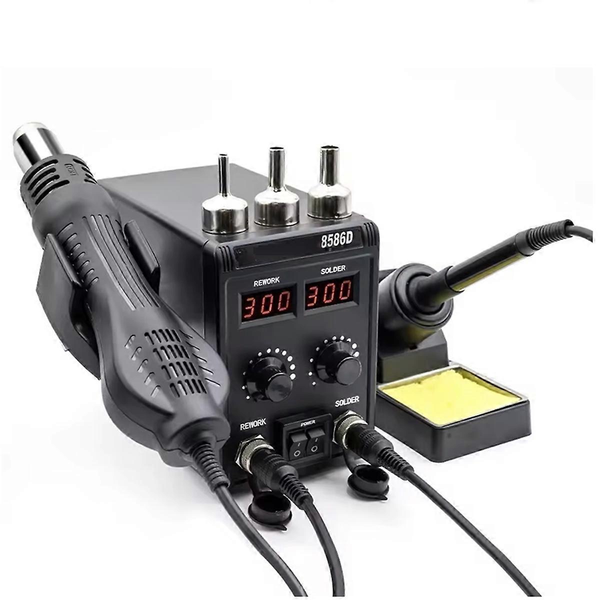 8586D SolderingStation 2in1 750W Hot Air LCD Dual Digital Display Electric Soldering Iron SMD Welding Rework Station(EU)
