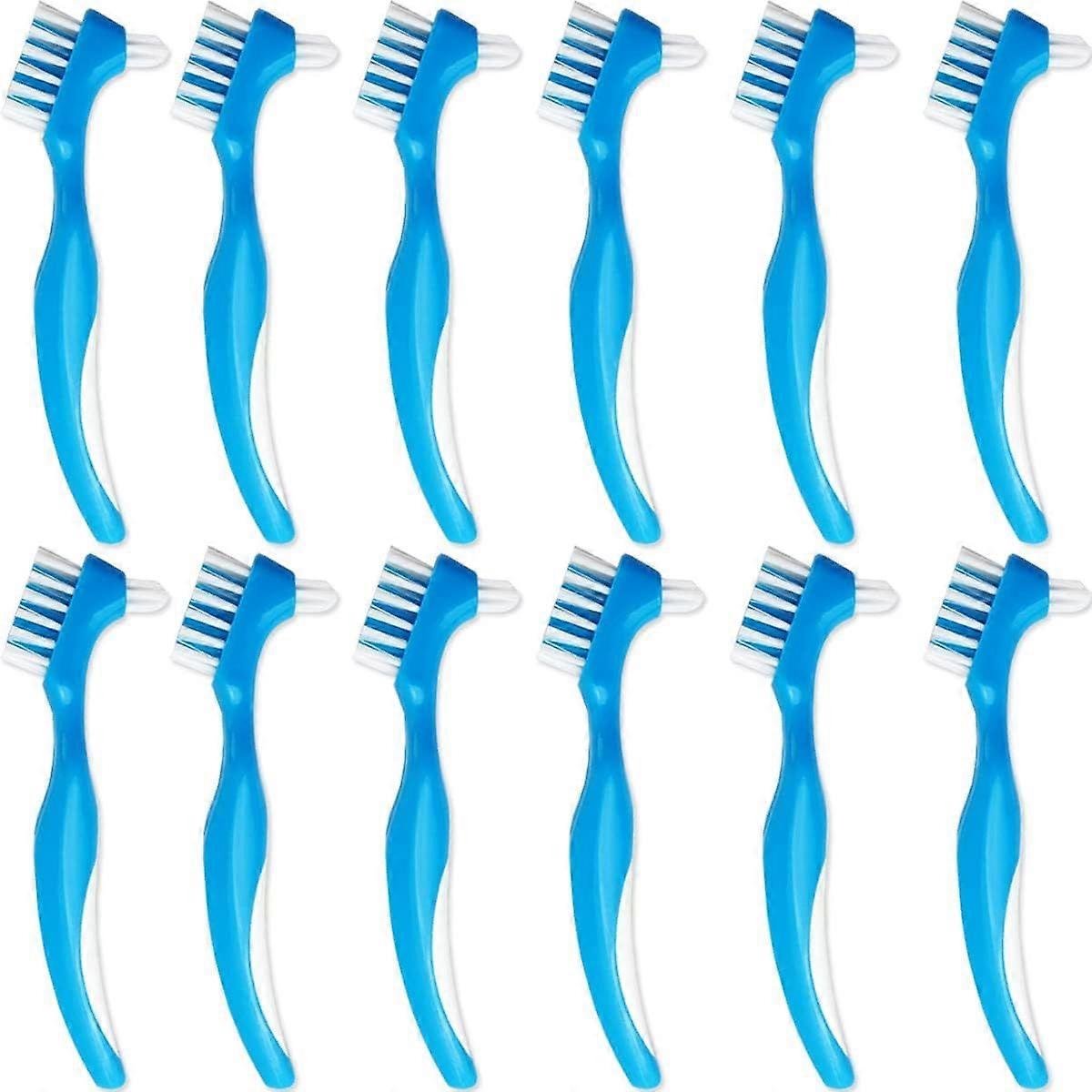 12PCS Denture Toothbrush Hard/Soft Double Bristle for False Teeth Brush