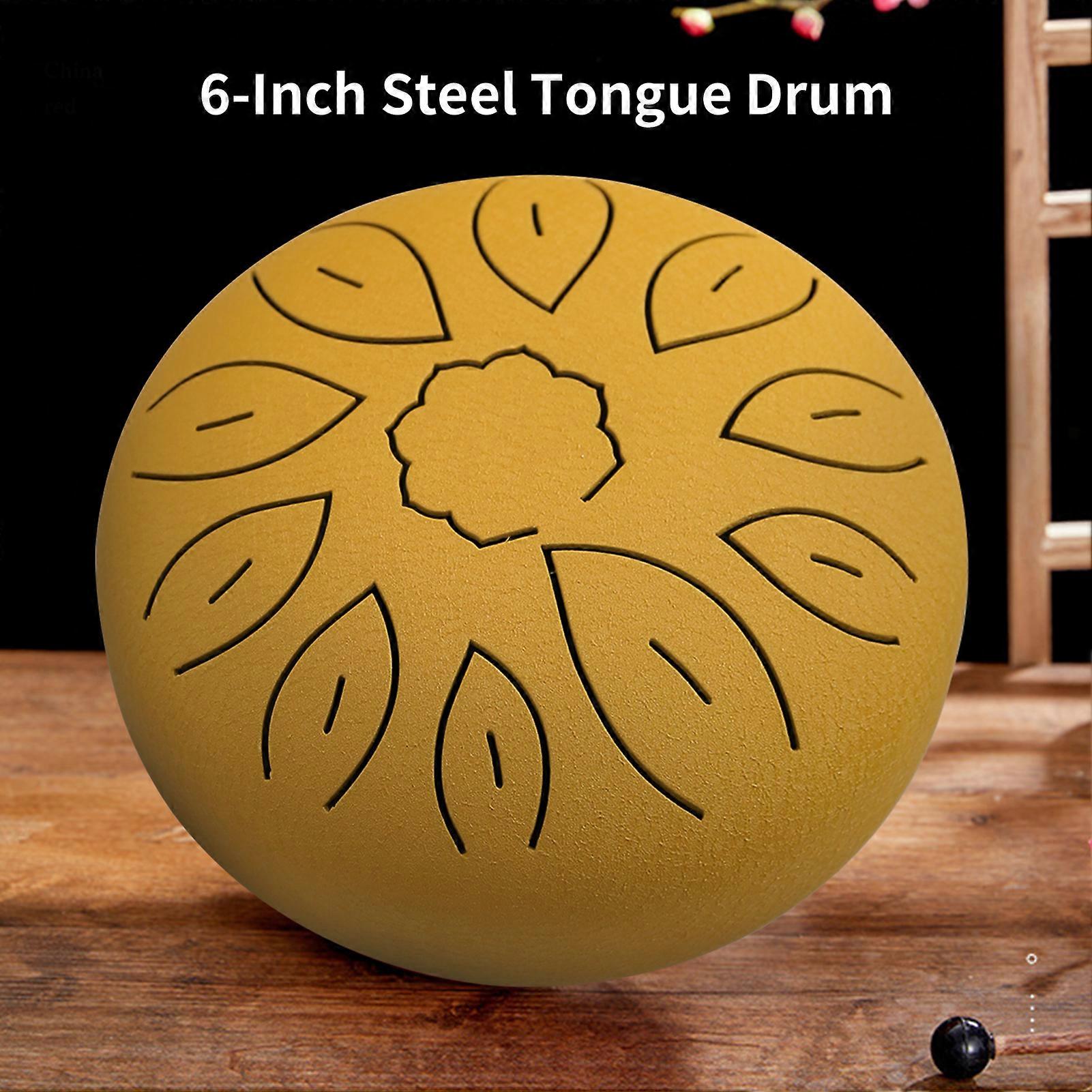6-Inch Steel Tongue Drum 11 Notes Handpan Drum C Key with Drum Mallet Finger Picks Percussion Musical Instruments for Meditation Yoga
