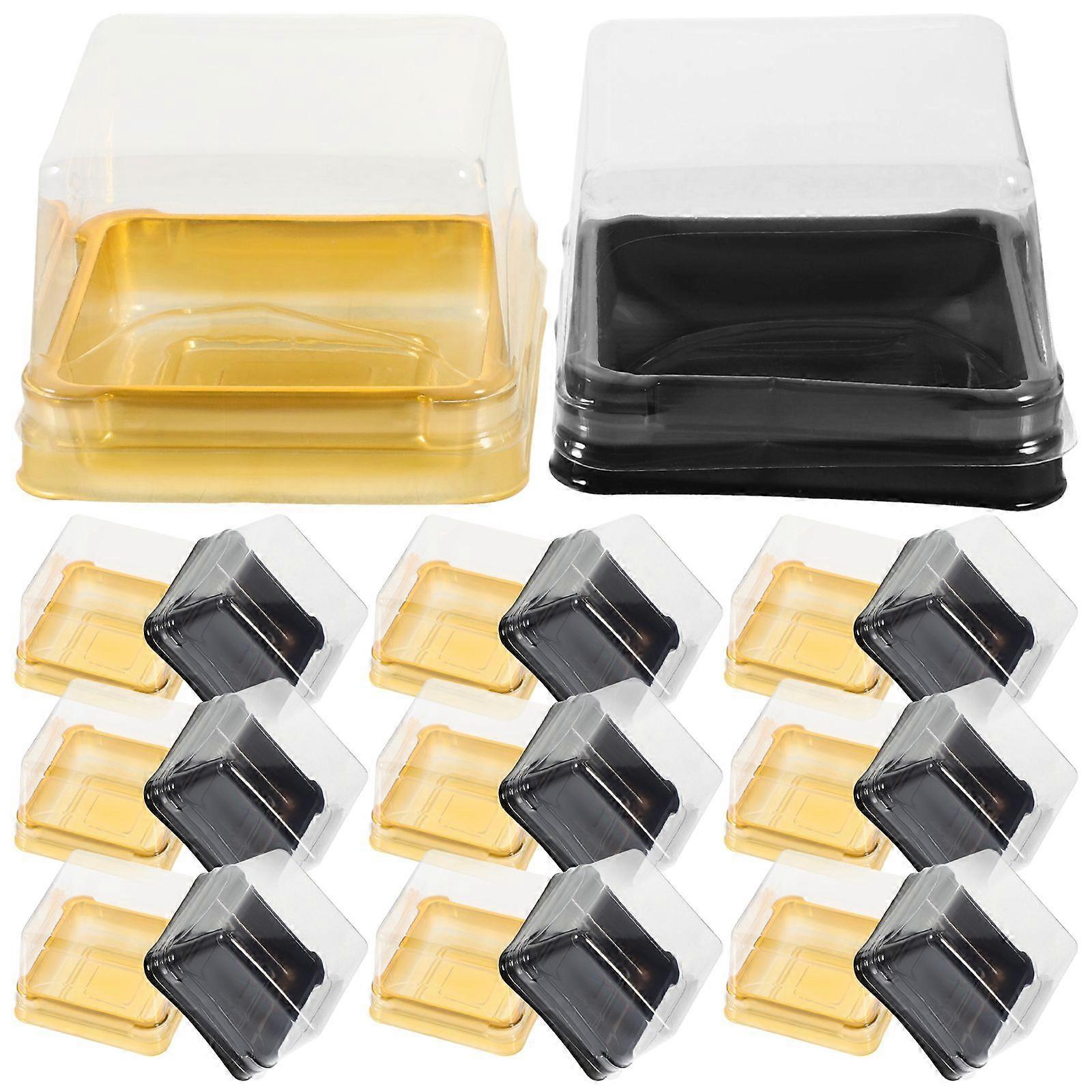 100 Pcs Convenient Moon Cake Boxes Square Packaging Boxes (Golden Black)