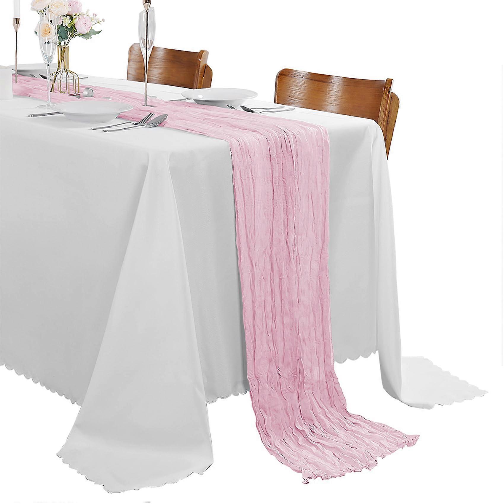 15 Pack Pink Cheesecloth Table Runner 9FT Gauze Boho Table Runners 17x108 Inch Rustic Sheer for Wedding Party Decor