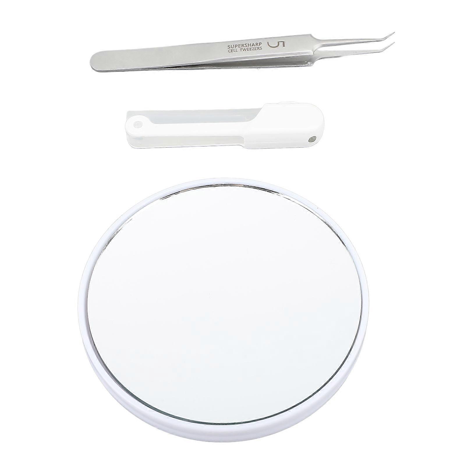 Blackhead Tweezers Oblique Pointed Tip Stainless Steel Pimples Comedone Extractor with Lighted Cover and 1.5X Mirror