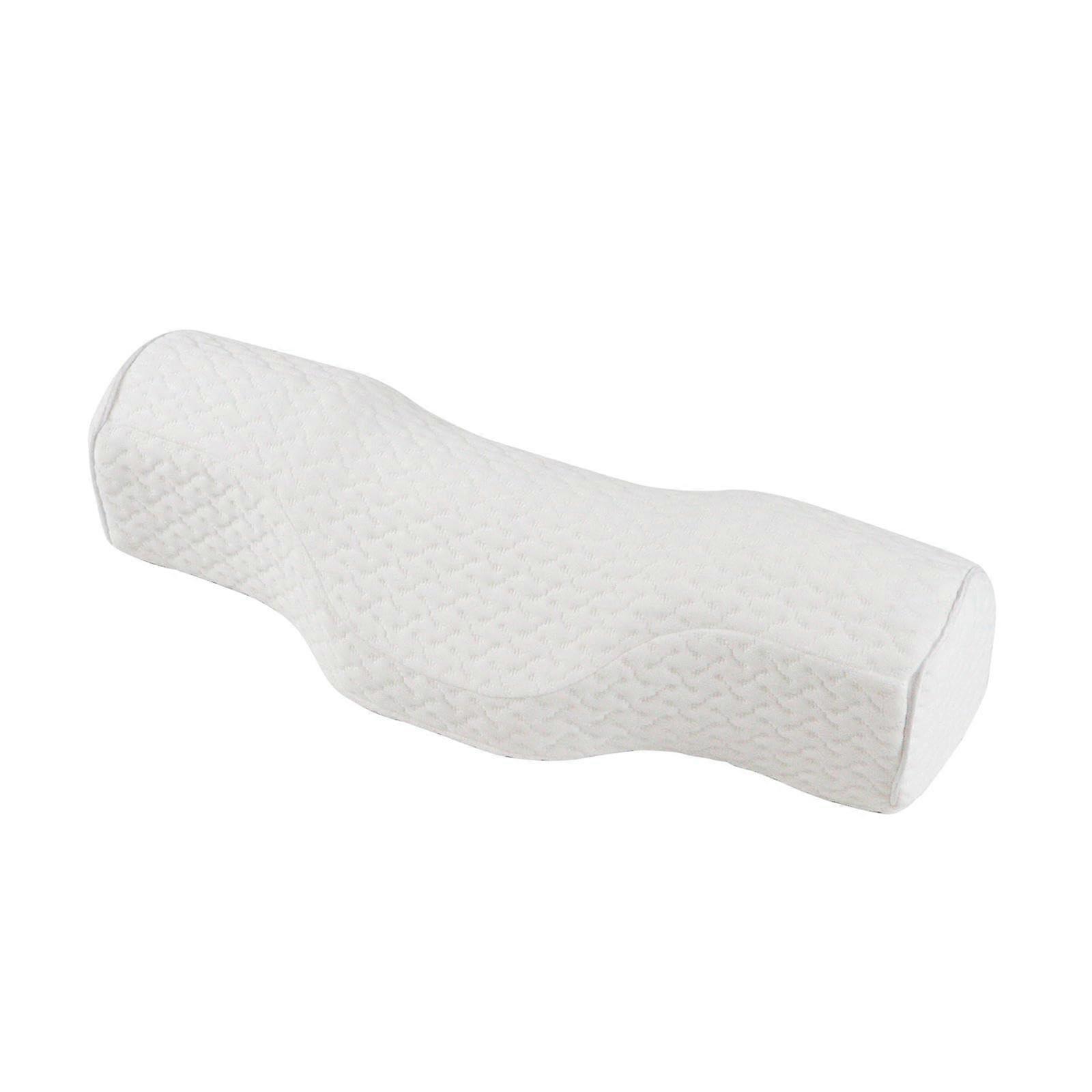 Memory Foam Neck Pillow for Spinal Arch Support, 45x15x10cm, Comfortable White Stone Sleep Aid