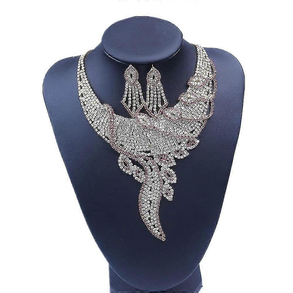 كامل كريستال قلادة مجوهرات مجموعات للنساء الفتيات مساء زي مجوهرات حجر الراين