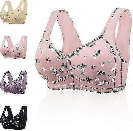 Unbrand Soutiens-gorge Daisy pour les femmes plus âgées bouton de fermeture avant confortable et pra