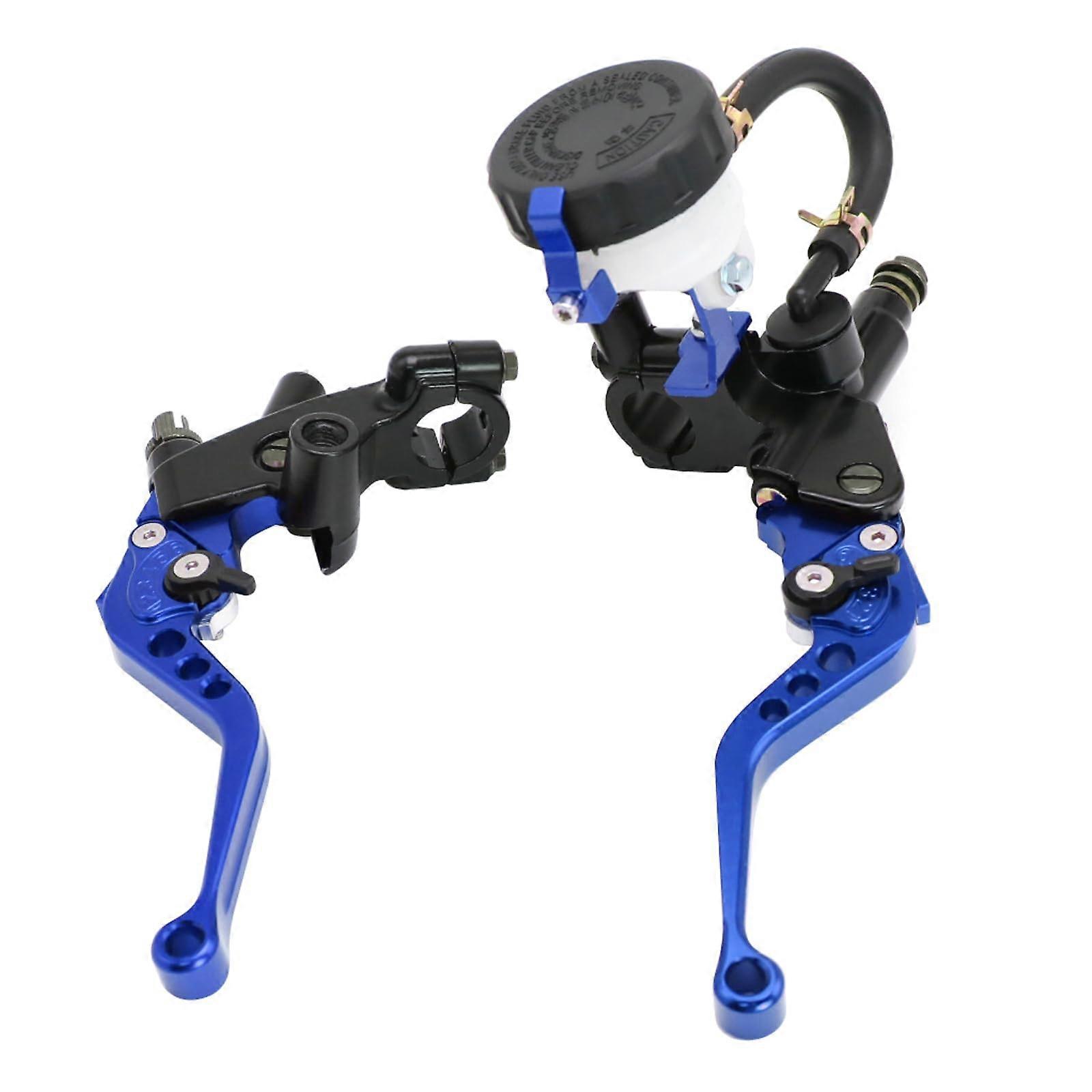 Motorcycle 7/8' 22mm Handlebar Brake Master Cylinder Clutch Lever Left Right Set (Blue)