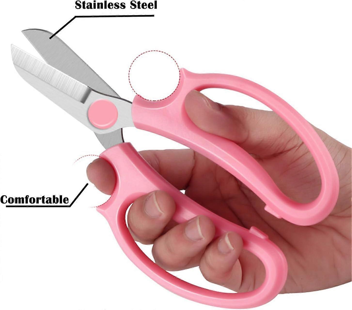 Pink Alloy Steel Gardening Scissors with Sharp Blade for Cutting Flowers and Trimming Plants, Lightweight and Durable