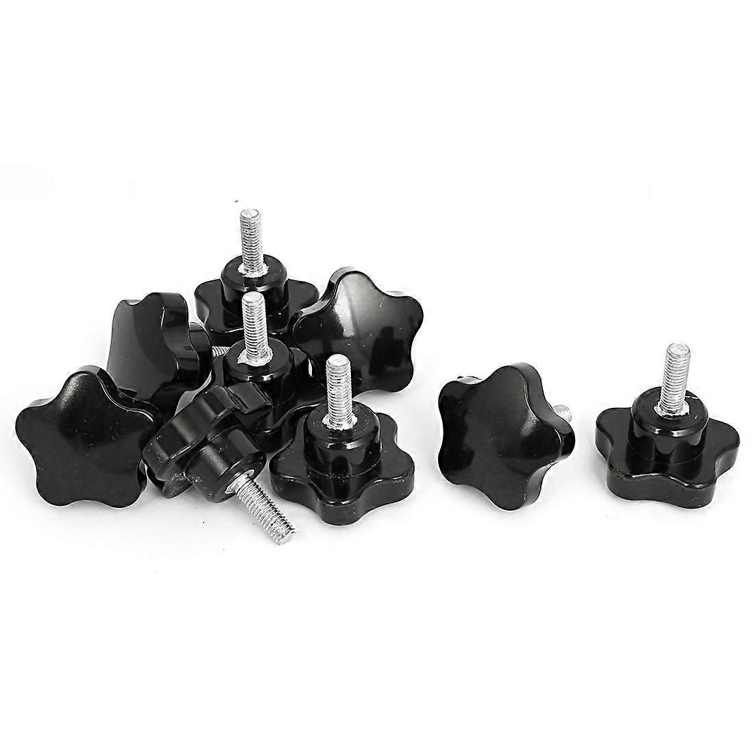 Qtqgoitem M8x25mm Thread 50mm Star Head Clamping Screw Knob Black Handle 9pcs (Model: 056 865 910 6da ace)