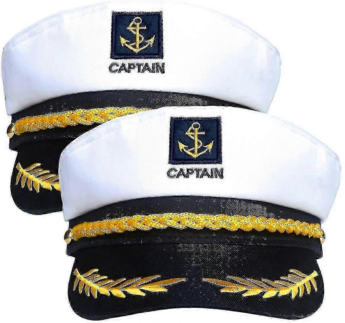 2 Pieces Navy Marine Admiral Style Hat - Adjustable Shisailor Cap