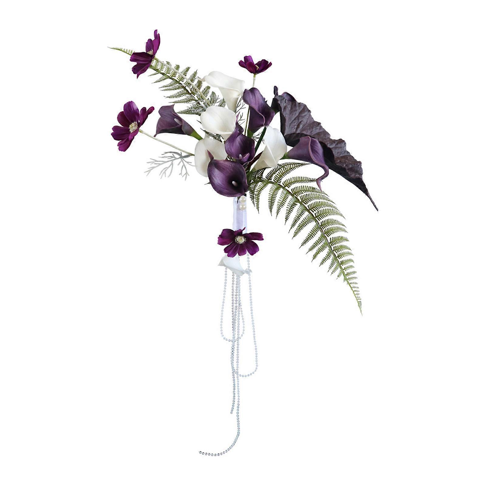 Bouquet de mariée Fleurs artificielles Proposition de bouquet délicat Confession Party Église Bouquet de mariage Perles Chaîne