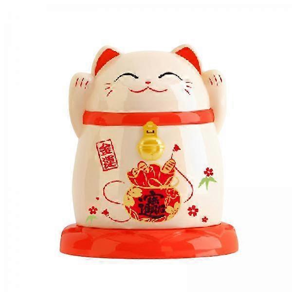 6xToothpick Box Holder with Lid Ornament Portable China Lucky Cat Dustproof
