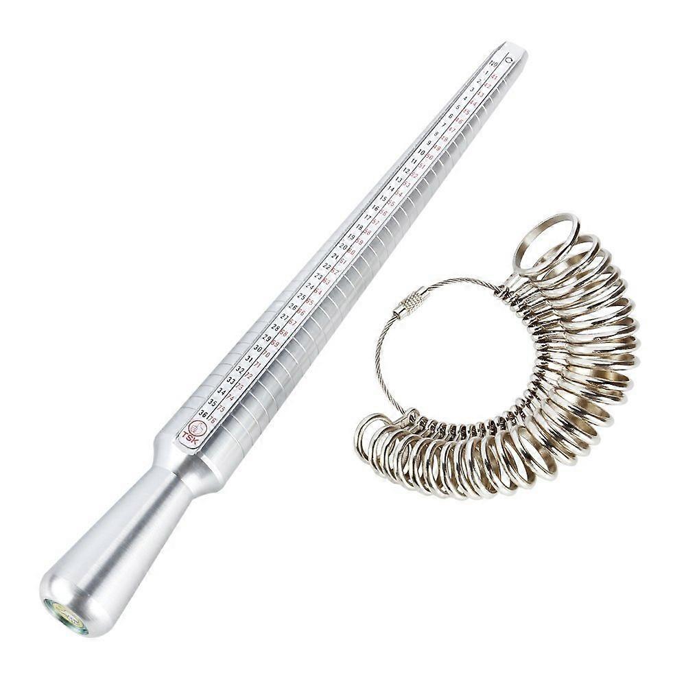® Ring Sizer Mandrel Finger Sizing Measuring Stick Jewelry Accurate Tool Metal Size 113 with Gauge Set of 27 pcs Circle Models in Silver