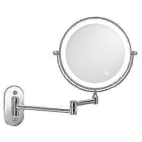 8" Wall LED Makeup Mirror with 5X Magnification & 3-Tone Light - Matte Gold, USB