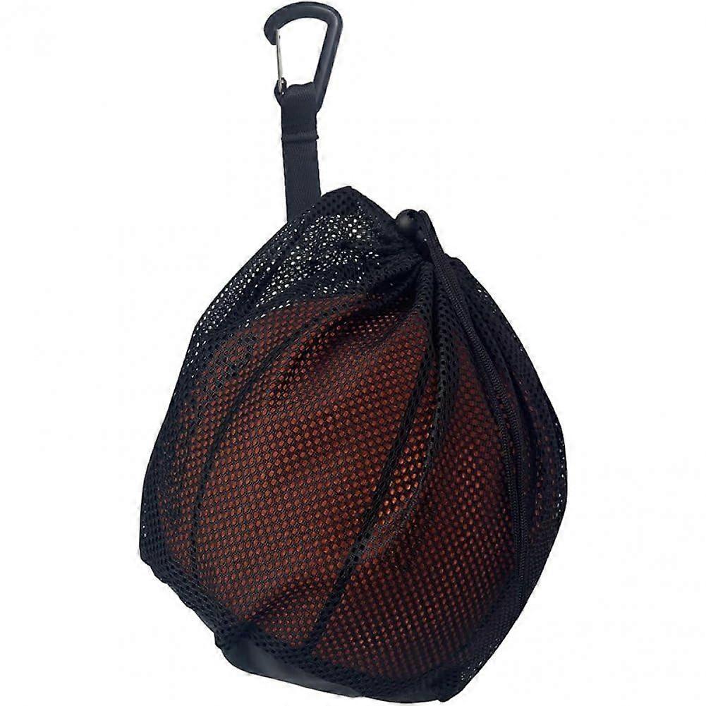Basketball Bag Portable Drawstring Backpack With Single Ball Clip Mesh Net Storage For Sports Gear