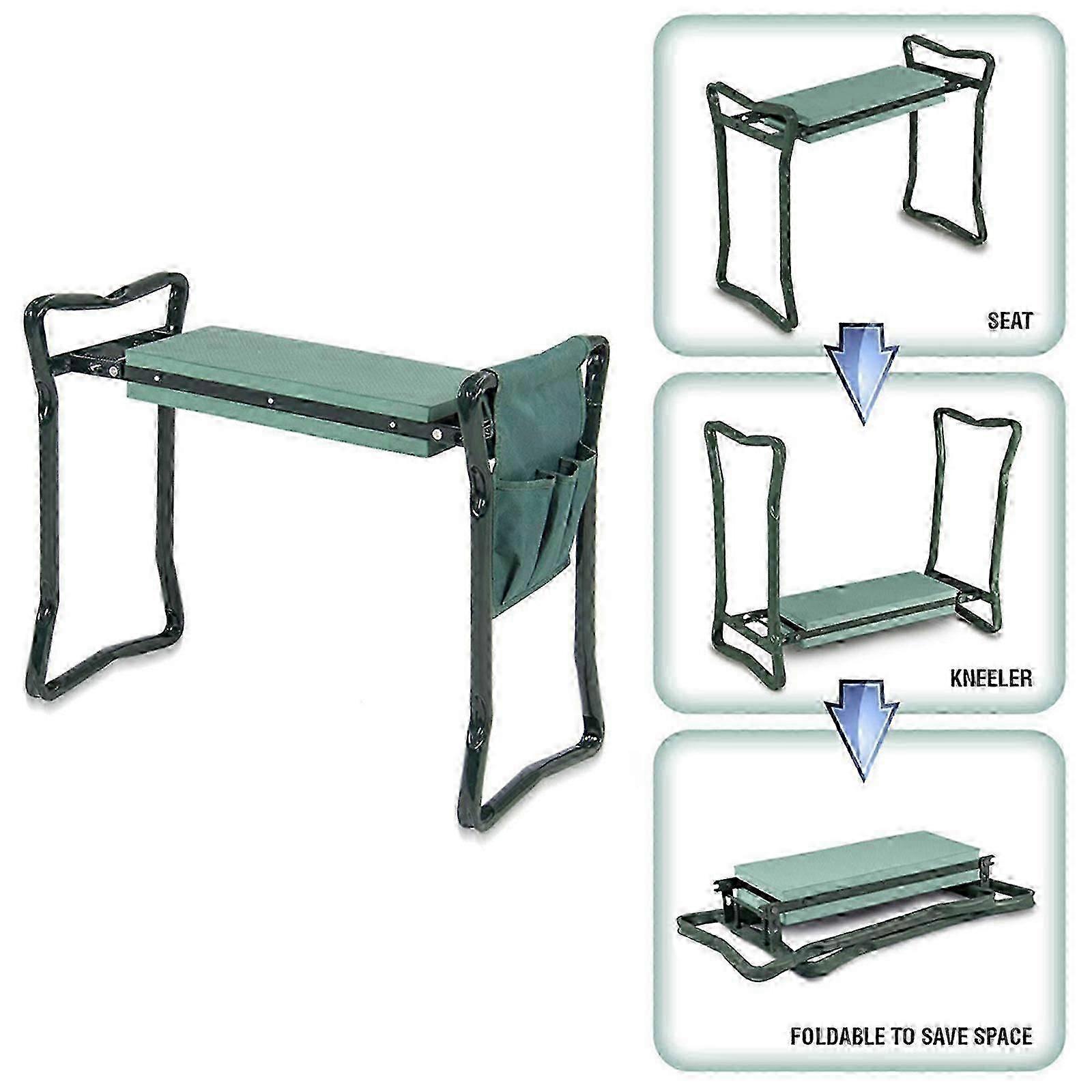 مقعد راكع حديقة قابل للطي مع حقيبة أدوات للزراعة وتخزين البستنة