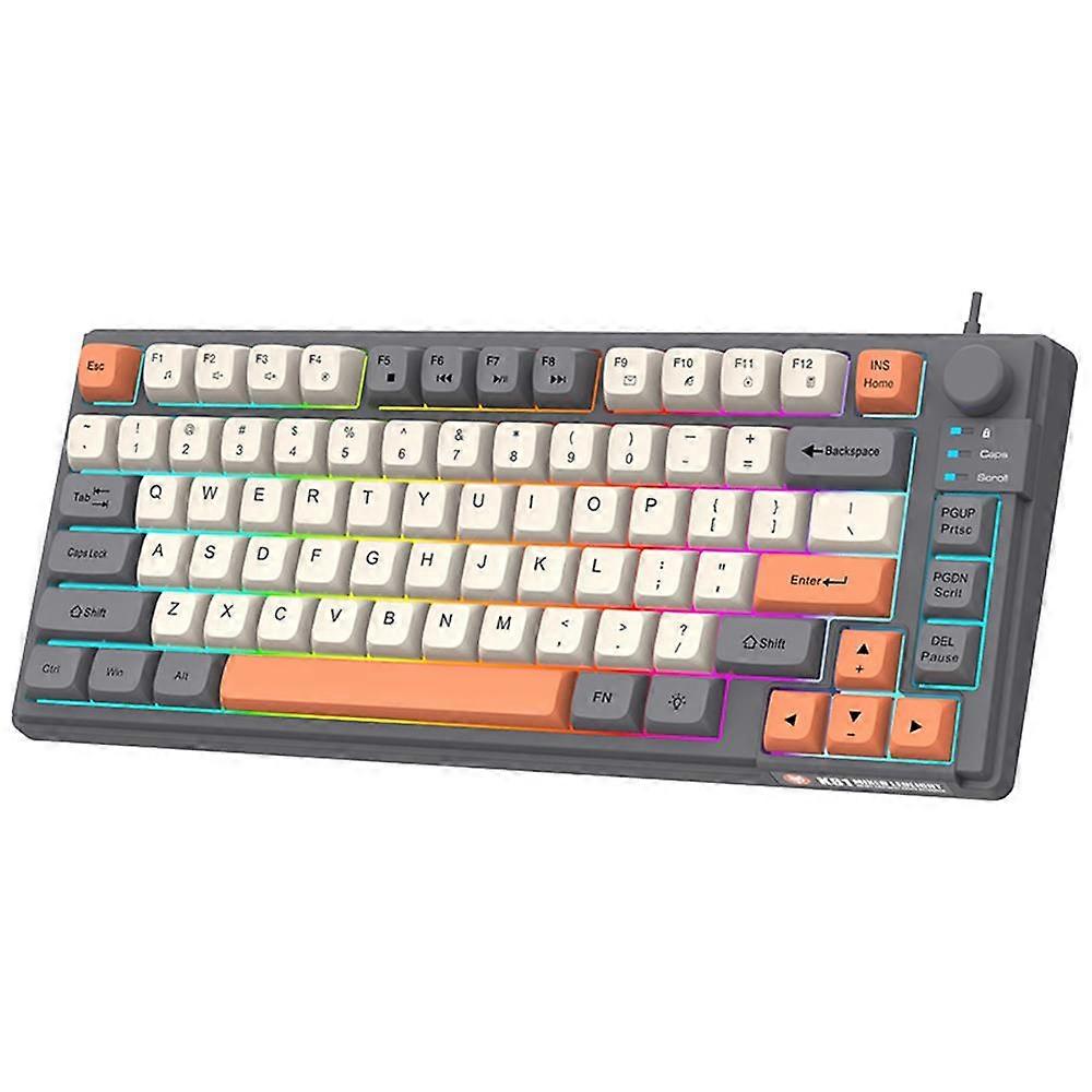 Gaming Keyboard Colourful Backlit 81-Key with Three-Color Matching Keycaps MDA Height Ball Cap 26-Key N-Key Rollover Office Keyboard