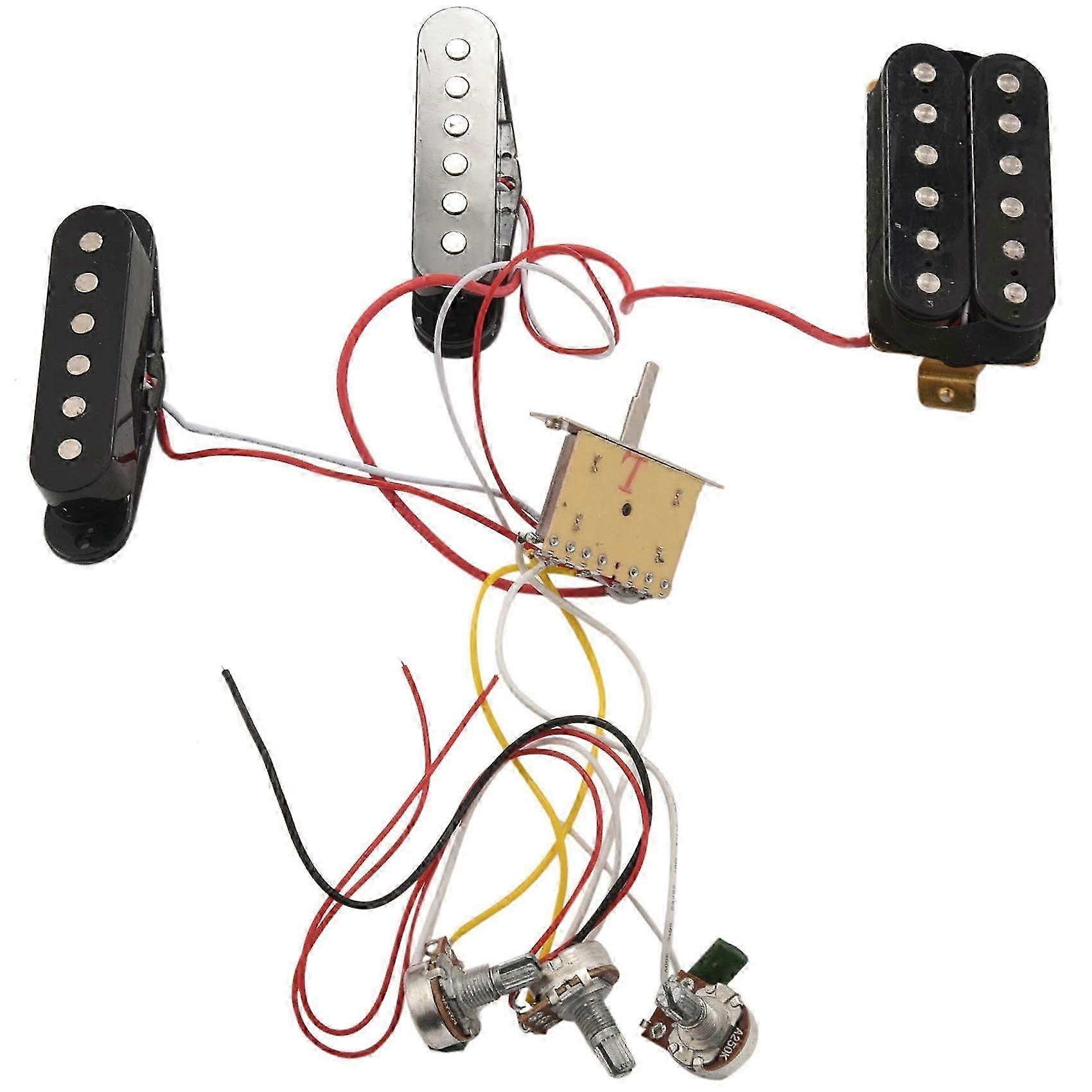 ST Electric Guitar Pickup Wiring Harness Prewired 5-Way Switch 2T1V Control SSH Pickup for