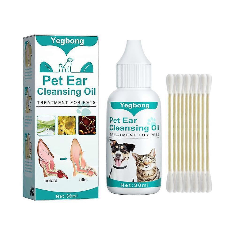 30ml box (A)$Pet ear cleaning oil for cats and dogs to clean the ear canal, remove insect mites, deodorize and clean the ears