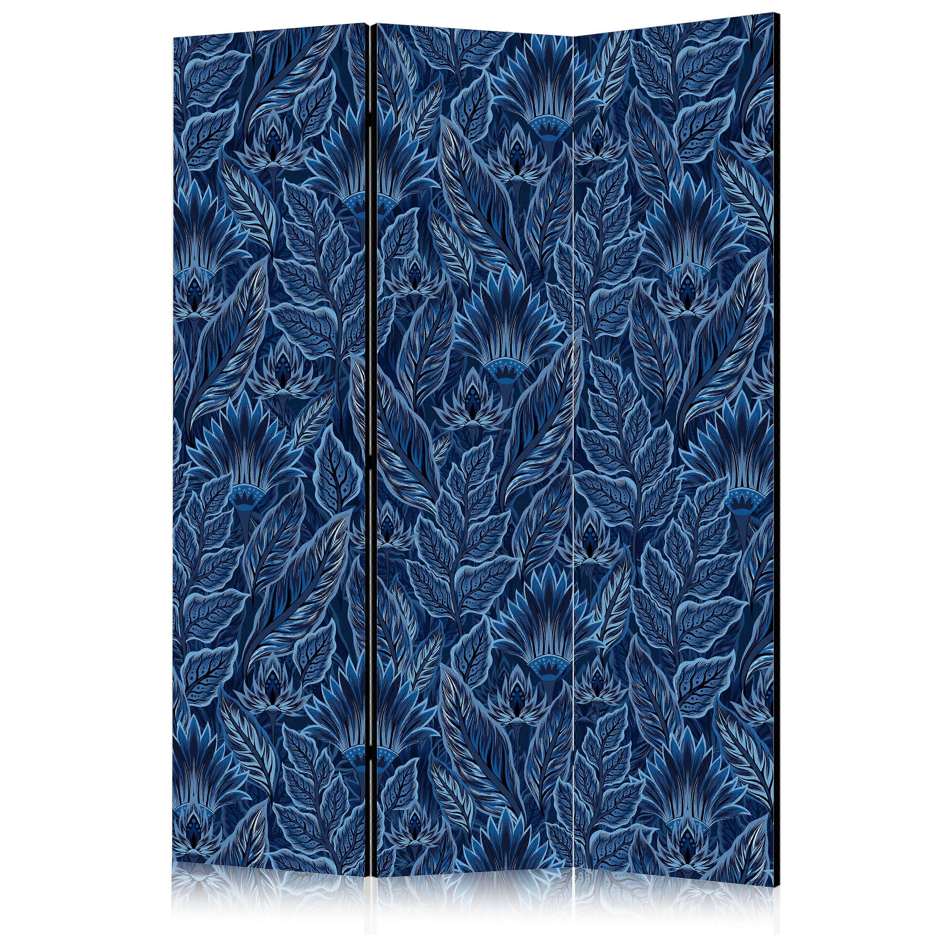 Screen - Dense vegetation - Botanical patterns in illustration style; Blue