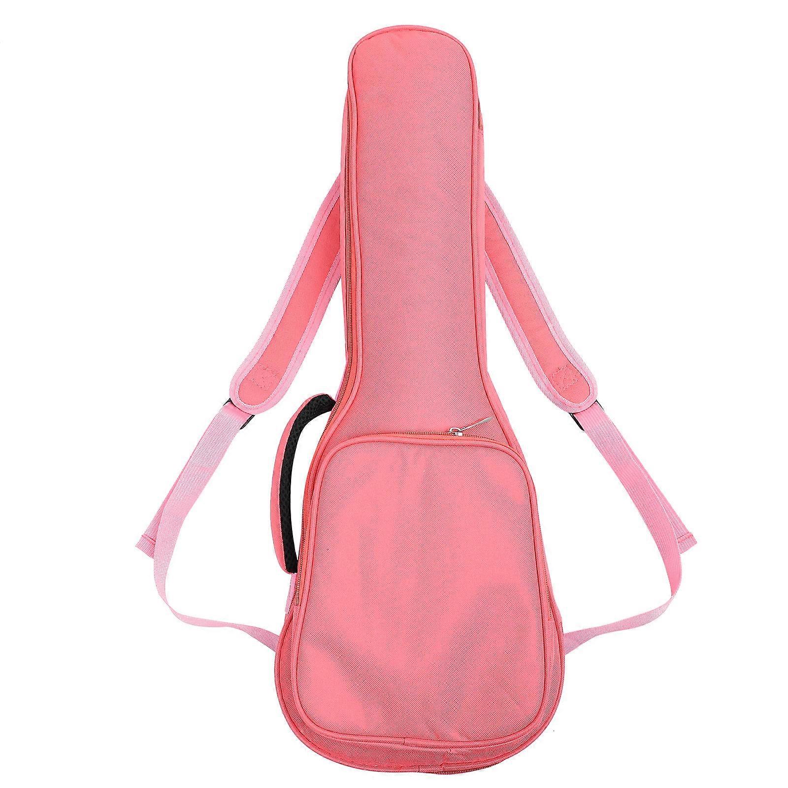 Ukulele Case Portable Pink Canvas Bag For Outdoor Use Adjustable Shoulder Strap 1Pcs