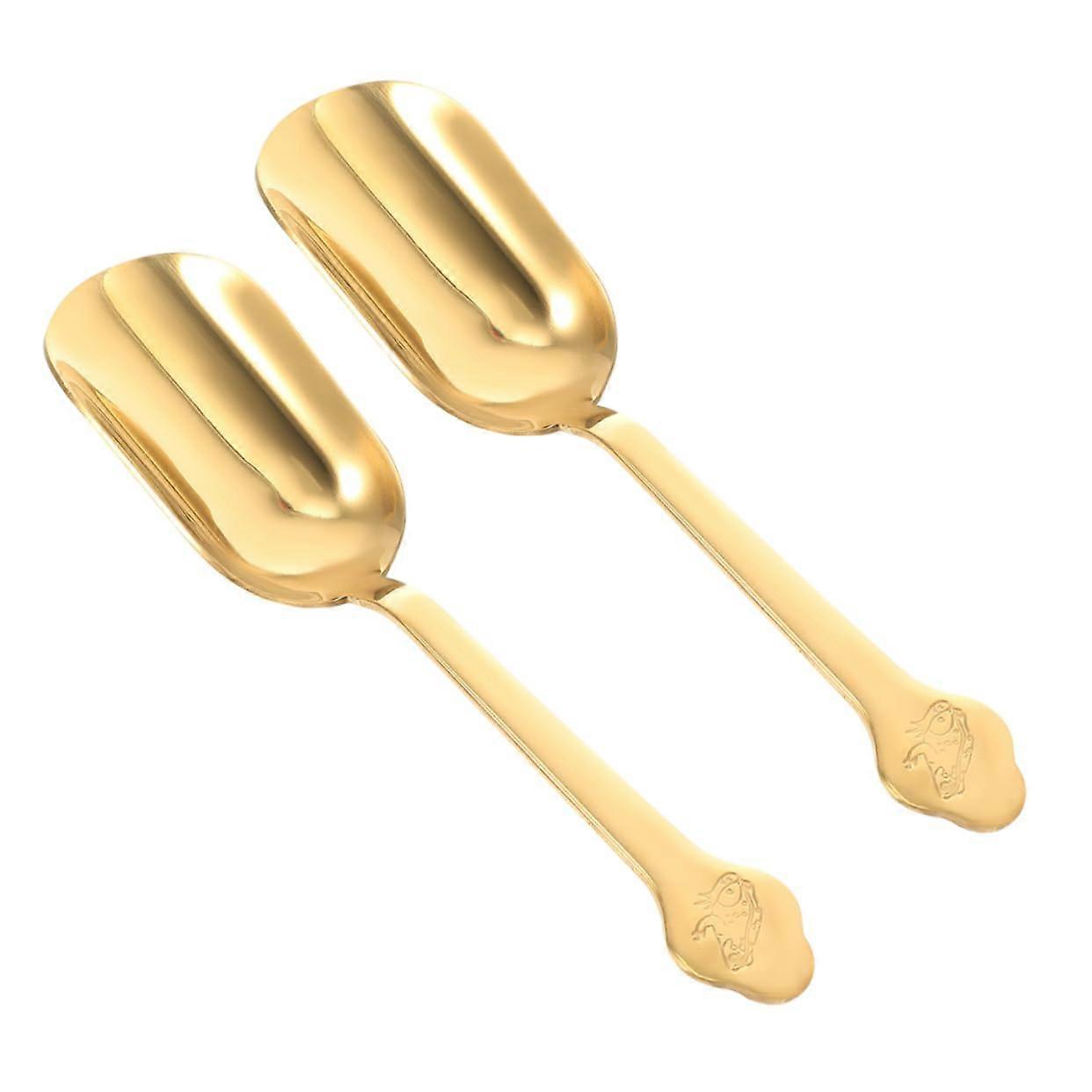 Set of 2 Stainless Steel Tea Rules Teaspoons and Ice Scoop for Coffee Beans and Ice Cream Serving