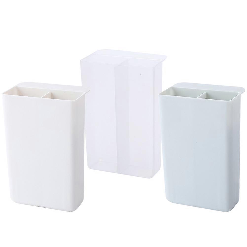 Study Storage Box Wall Mounted Desk Stationery Organizer Square Double Lattice White Grey Transparent 3Pcs