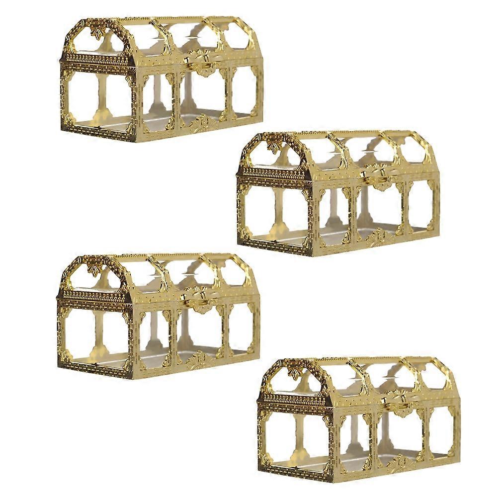 Wedding Favors Box Golden Square Shape Plastic Candy Boxes Romantic Occasions 12Pcs