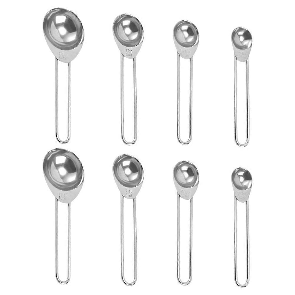 Measuring Spoons 8Pcs Kitchen Stainless Steel Compact Hanging Home Users Cooking Baking Mixing