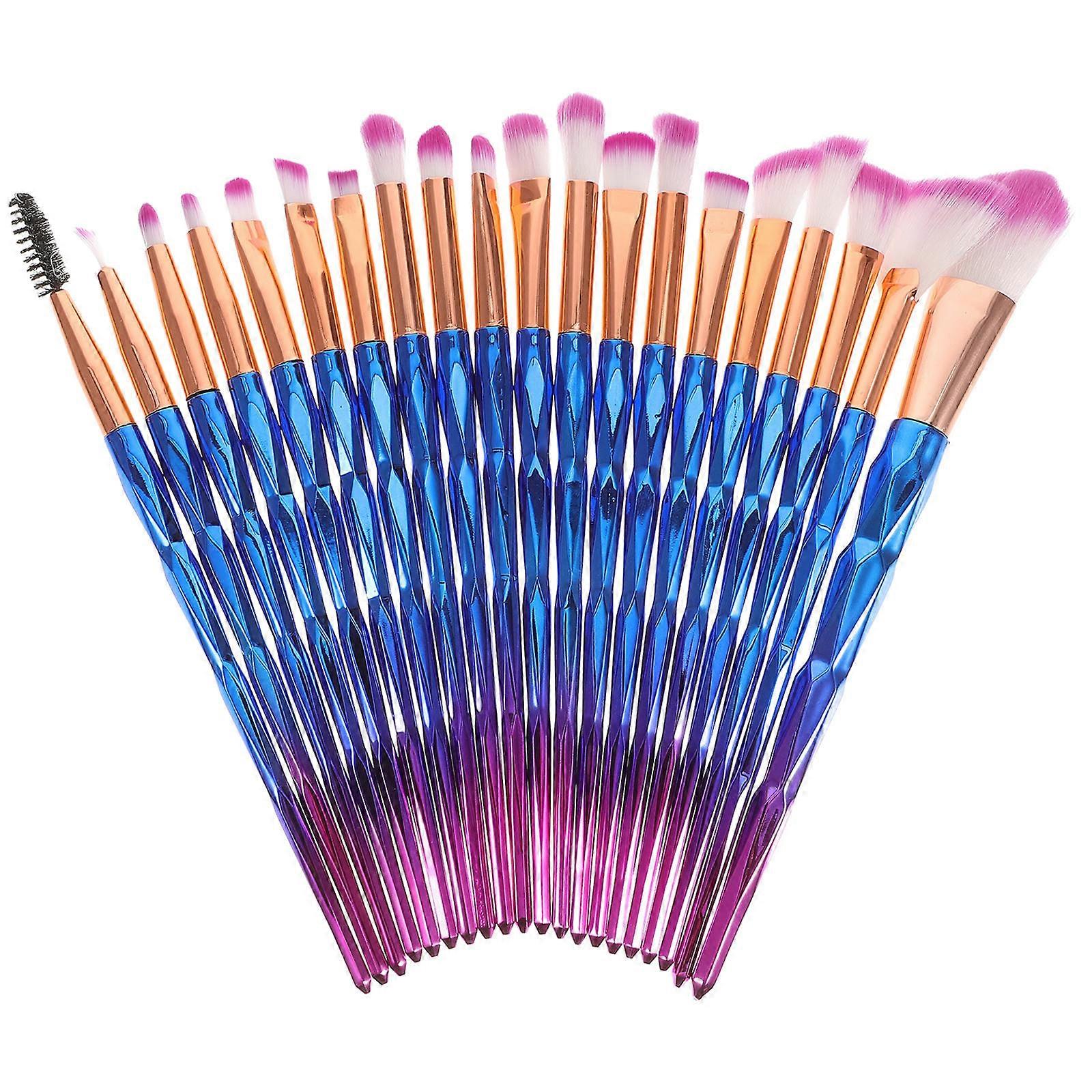 Makeup Brush Set Cosmetic Tool Transparent Handle Gradient Foundation Eyeliner Mascara Lip Concealer Eyebrow 20Pcs