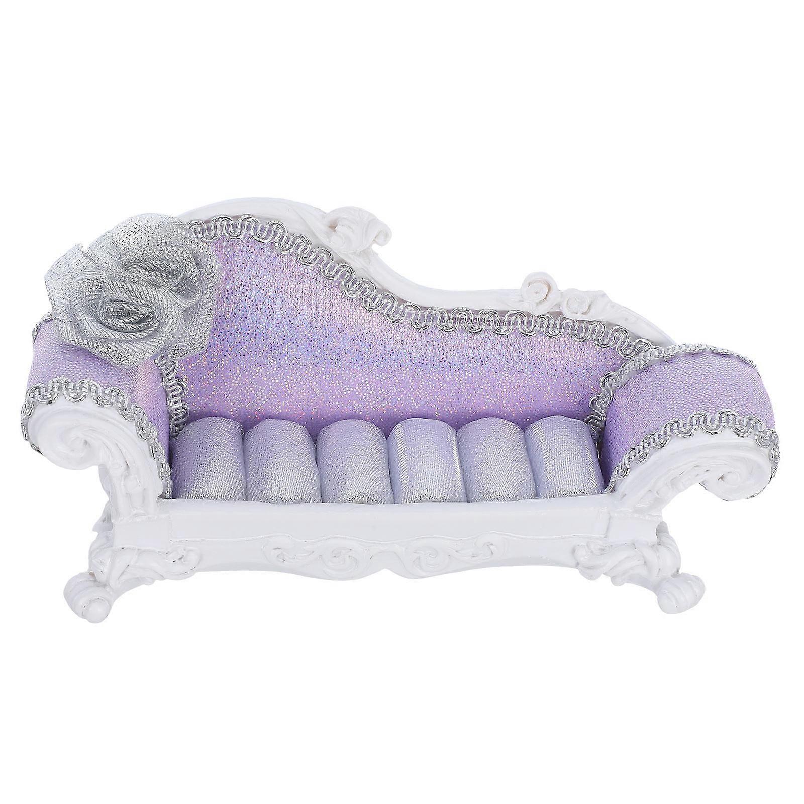 Sofa Shaped Jewelry Display Stand For Home Use And Retail Display Purple 16.00X6.80X6.30CM Polyester Jewelry Storage 1Pack