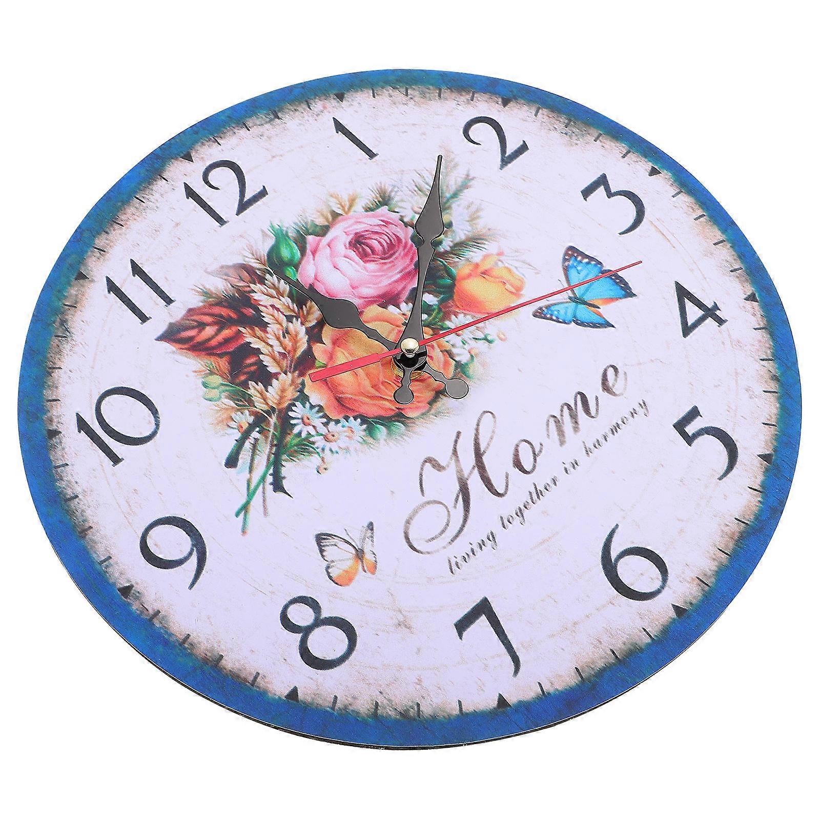 Retro Hanging Clock with Workmanship for Home Decor in Multi Color Round Shape 12 Inch