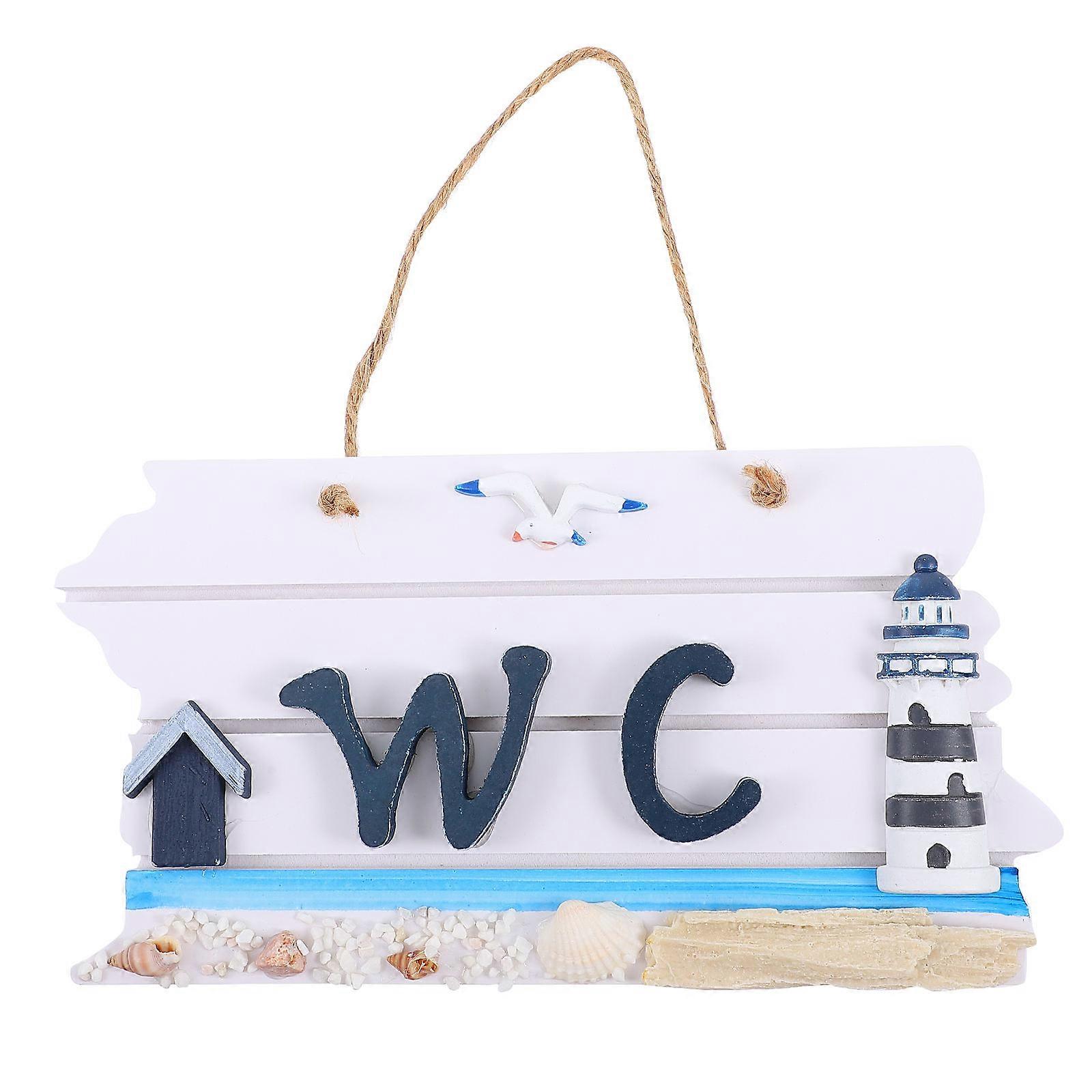 Mediterranean Style WC Sign, Decorative Toilet Hanging Plate for Public Restrooms – Bright Text Design Suitable for Families, Hotels & Scenic