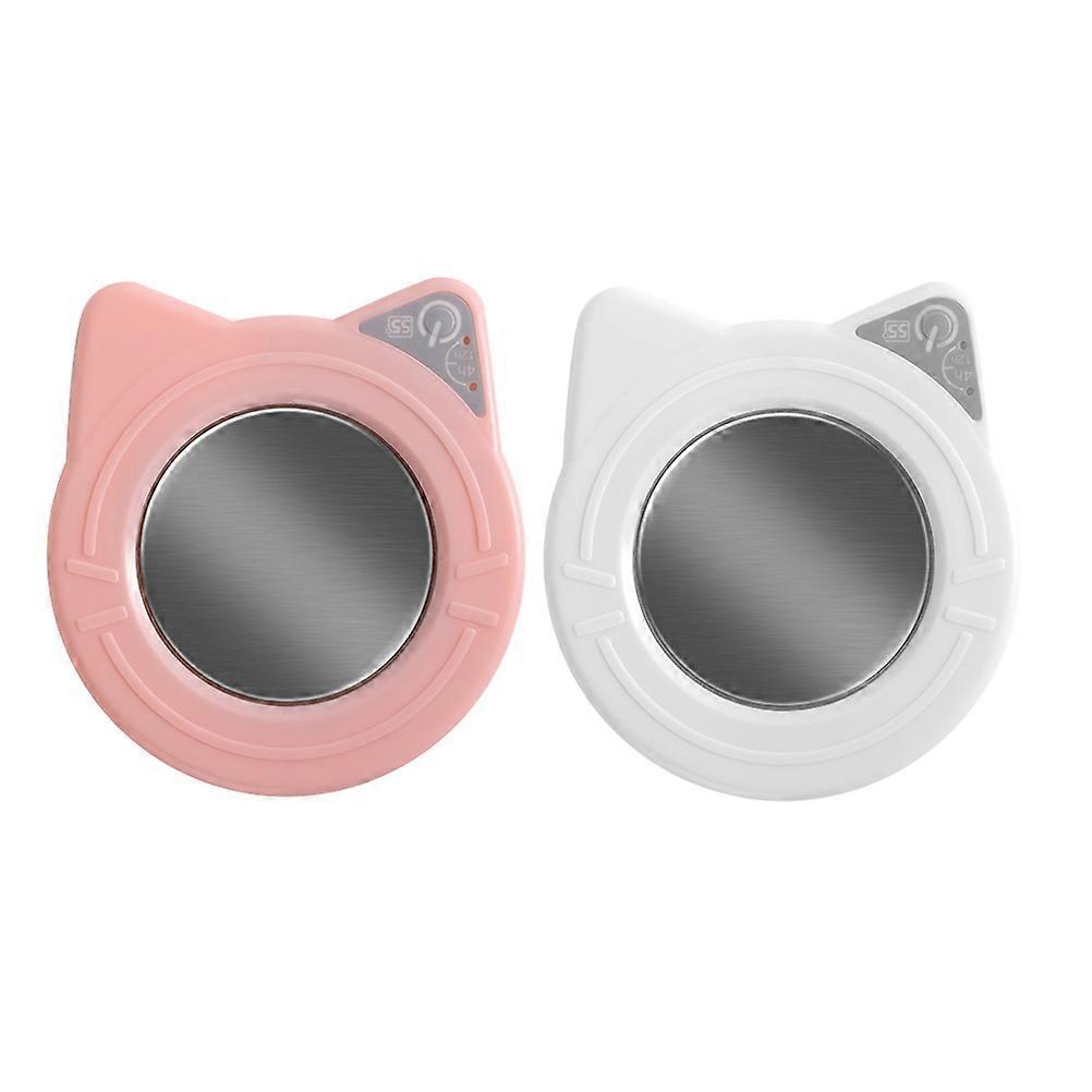 Coffee Mug Warmer Desk Heating Pad Portable Beverage Heater Ceramic Cup Temperature Control 2Set Pink Rectangular Minimalist Design Home Office Travel
