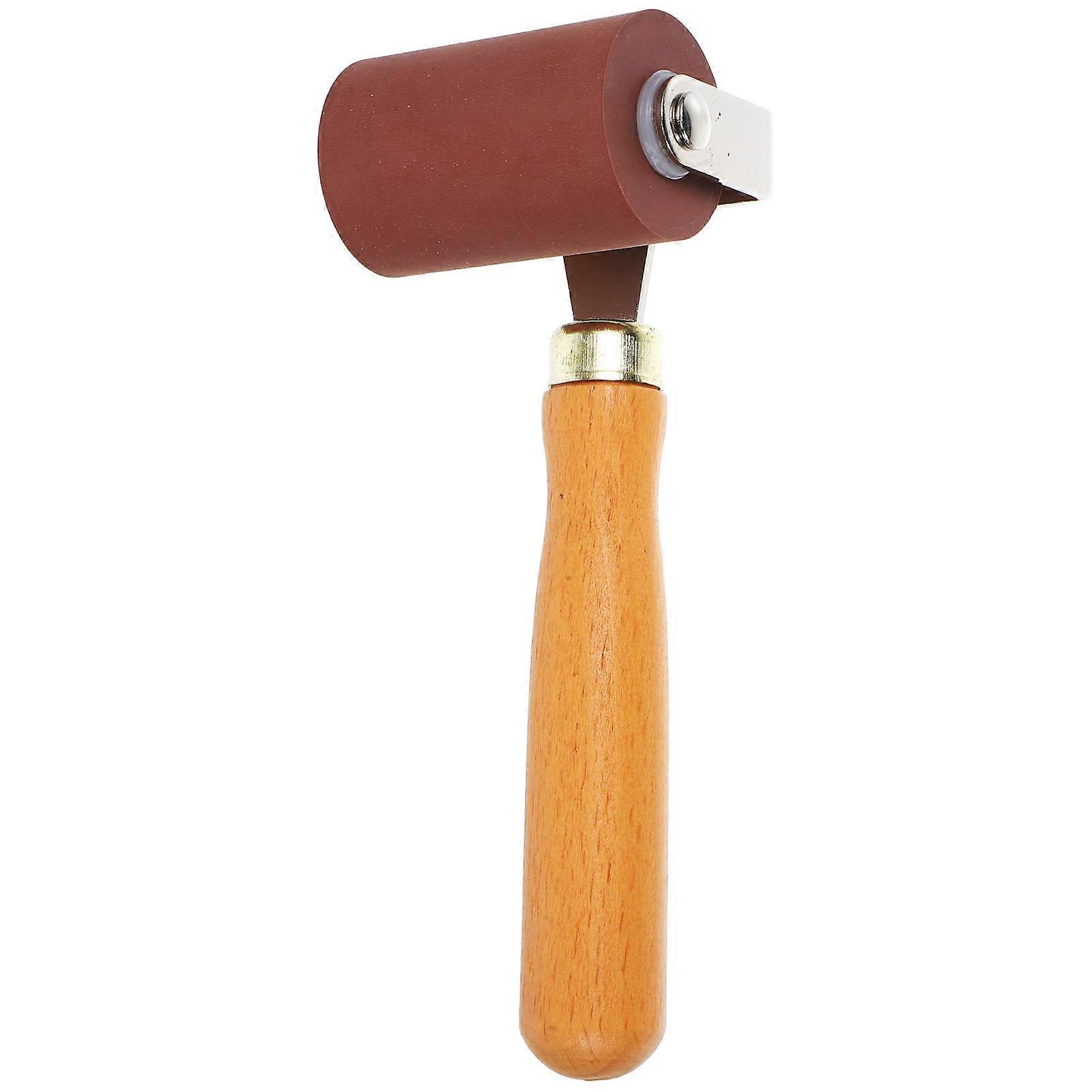 Rubber Roller Printmaking Tool For Art Projects Cylindrical Shape Brown 1Pcs