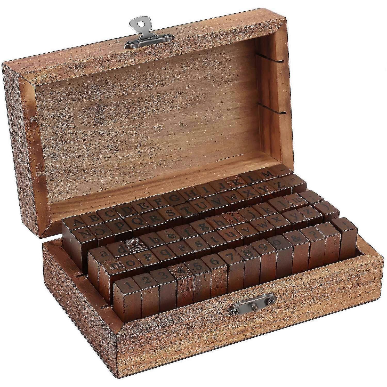 Alphabet Letter Stamp With Numbers And Symbols (70 Pcs) - Wood Stamp