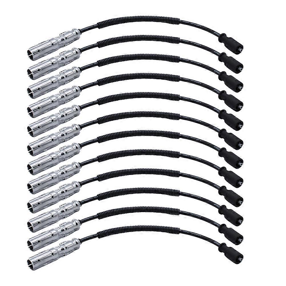 Ignition Wire Auto High Performance Spark Plug Ignition Wire Car Supplies 50X2cm Black Stable Performance 12Pcs