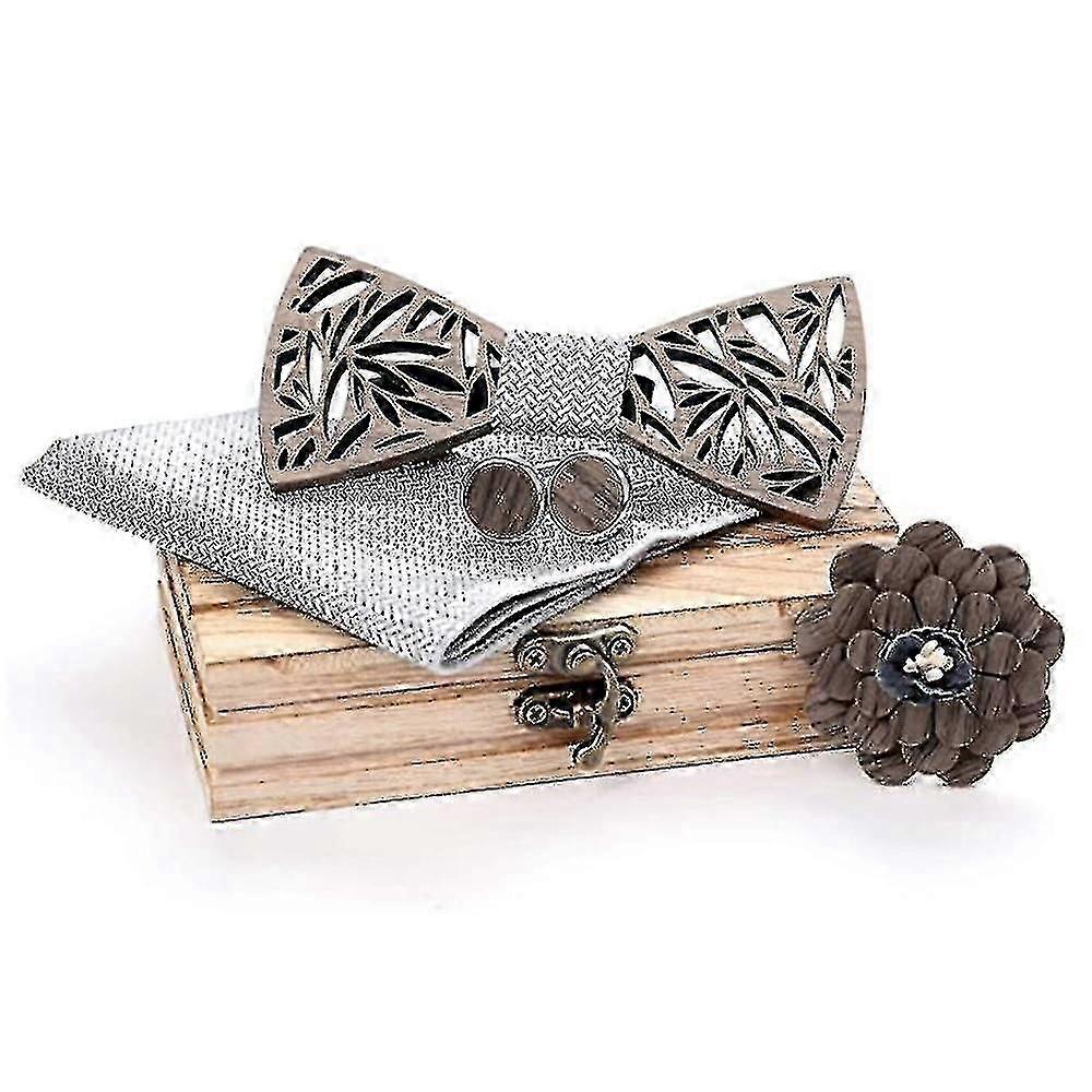 Klassisk håndlavet herre træ butterfly butterfly Bowknot træ håndlavede butterfly manchetknapper Corsage Square tørklæde sæt