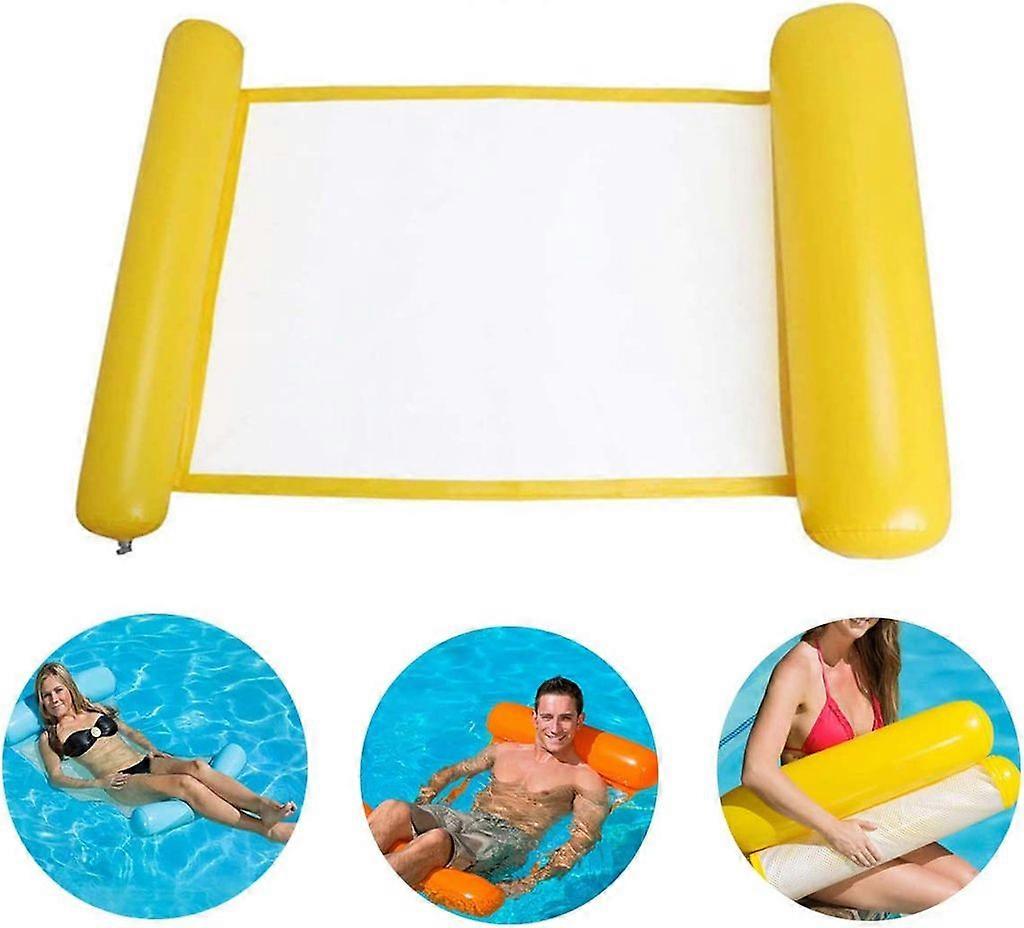Inflatable Water Hammock Bed Lounger, Lightweight Floating Bed, Foldable Lounger, Floating Chair Mat (Yellow)