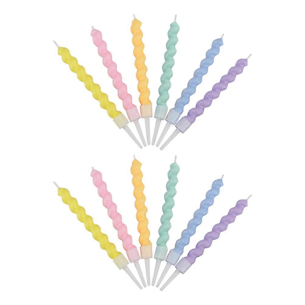 Birthday Cake Candles Threaded Cake Decoration Modern Look Assorted Color 8.2X0.6X0.6CM Decorative 12Pcs