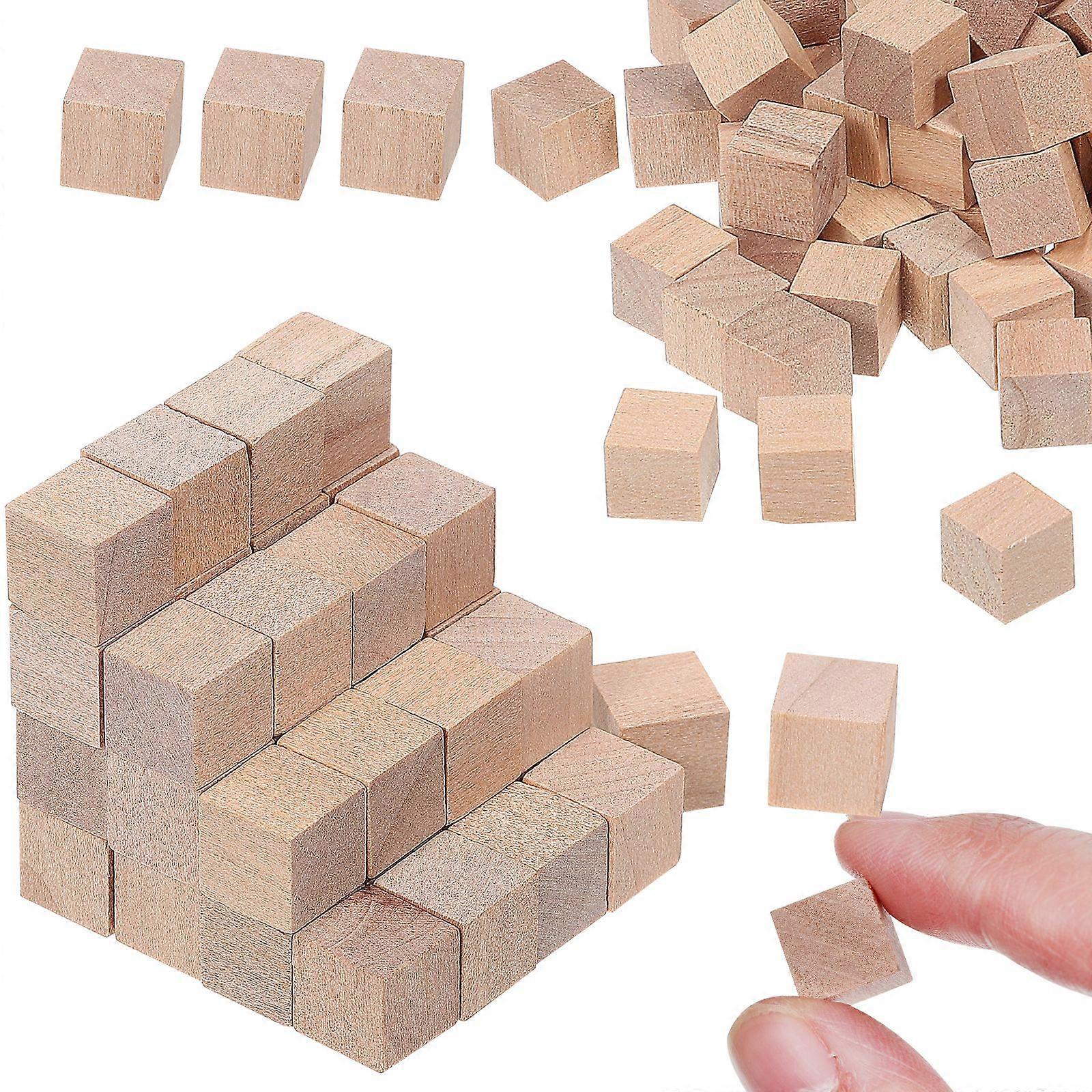 400pcs Wooden Blocks Unfinished Wooden Cubes Square Blocks Educational Craft Cubes